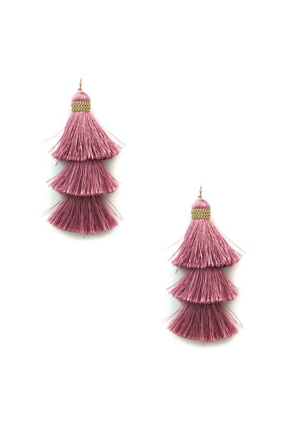 Thread Triple Tassel Dangle Earring