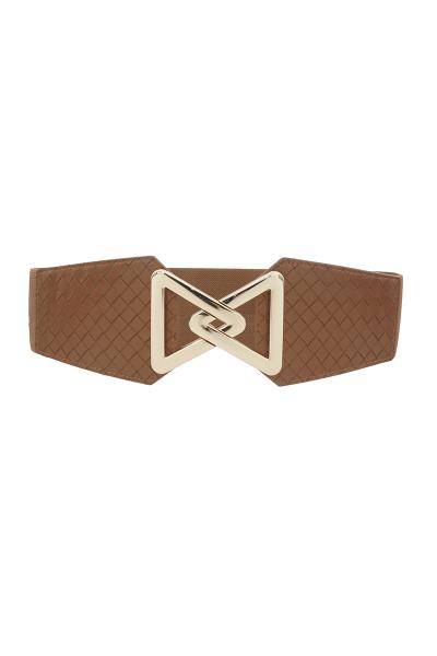 OPEN FRONT LINKED TRIANGLE WEAVE PU ELASTIC BELT