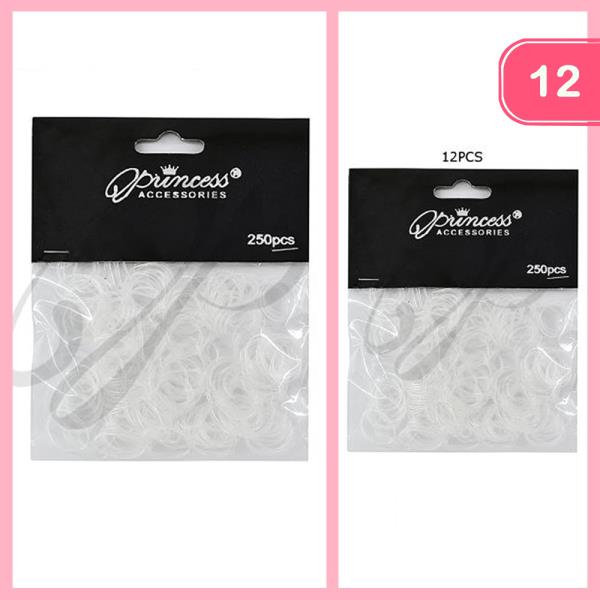 250 Pc Mini White Hair Band Set (12 Units)