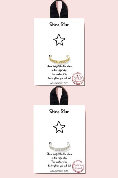 18K Gold Rhodium Dipped Shine Star Size Ring