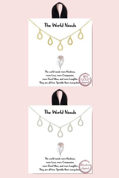 18K Gold Rhodium Dipped the World Needs Necklace