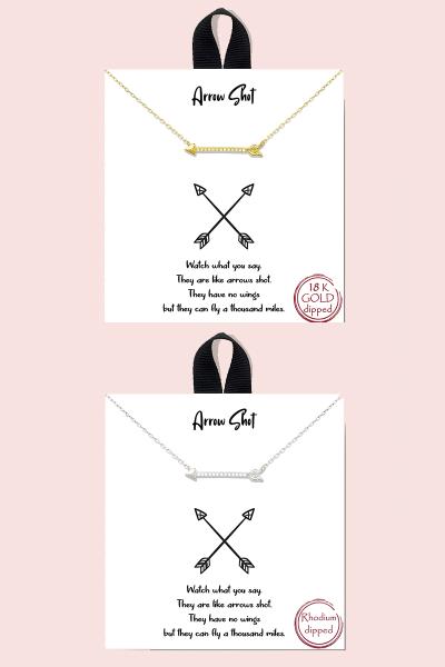 18K Gold Rhodium Dipped Arrow Shot Necklace