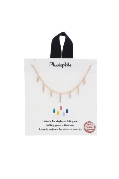 18K Gold Rhodium Dipped Pluviophile Necklace