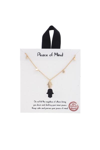 18K GOLD RHODIUM DIPPED YOU PEACE OF MIND HANSA HAND PENDANT NECKLACE