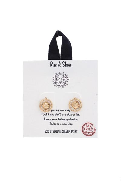 18K Gold Rhodium Dipped Rise Shine Stud Earring