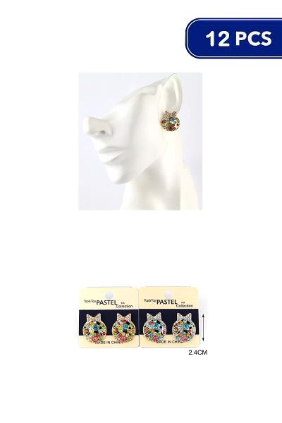 Multi Color Rhinestone Shape Earring (12 Units)