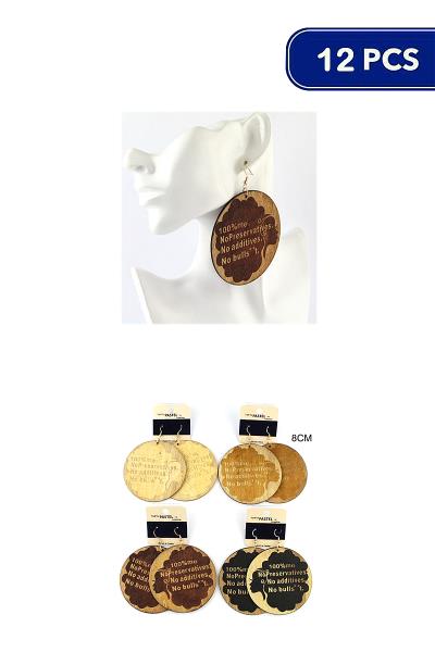 Message Writing Wood Circle Earring (12 Units)