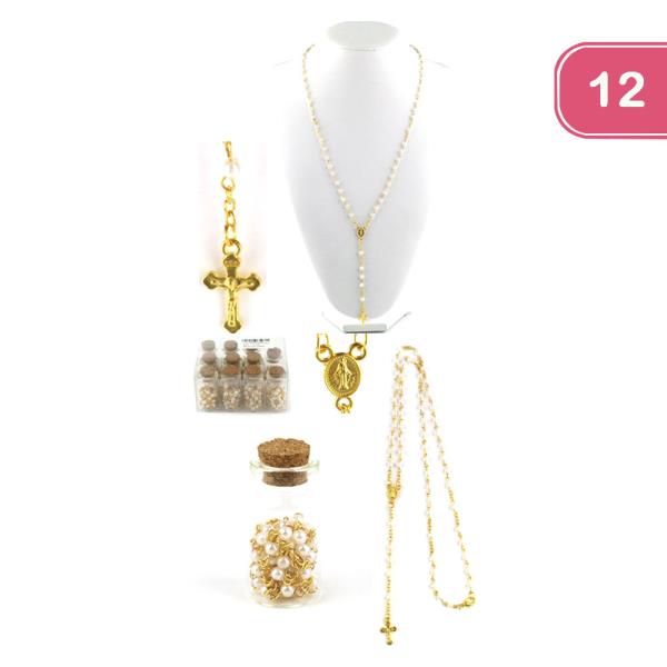 ROSARY PEARL PRAYER NECKLACE (12 UNITS)