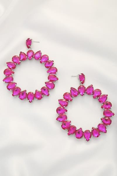 Open Tear Crystal Round Earring