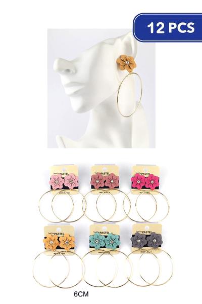 Flower Metal Round Dangle Earring (12 Units)