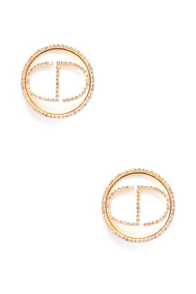 Rhinestone Design Round Earring
