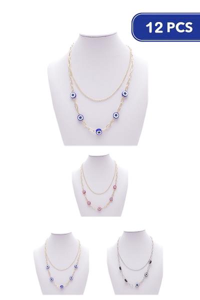 Evil Eye 2 Layered Necklace (12 Units)