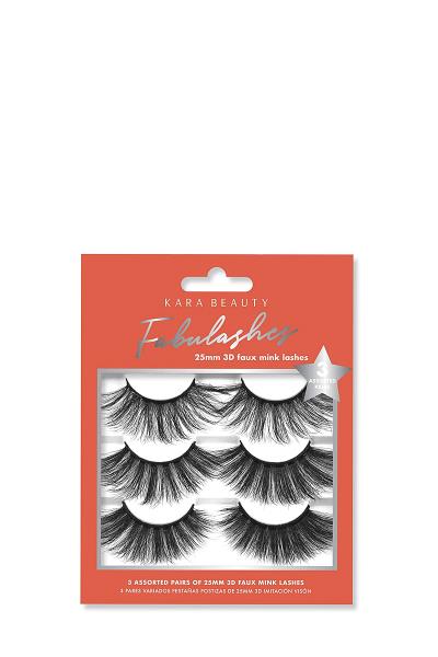 FABULASHES 25MM 3D FAUX MINK EYELASHES 3 ASSORTED PAIRS