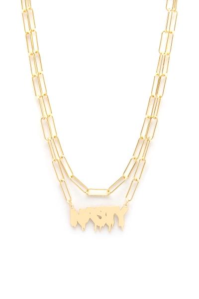 SODAJO NASTY PAINT DRIP OVAL LINK LAYERED NECKLACE