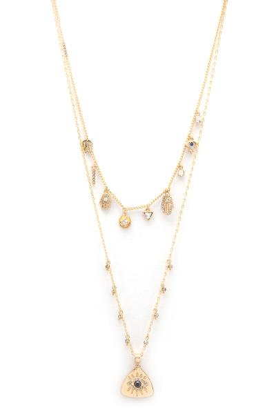 SODAJO Evil Eye Hamsa Hand Charm Layered Necklace
