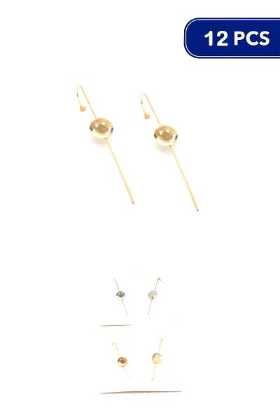 Metal Smiley Face Hook Pin Earring (12 Units)