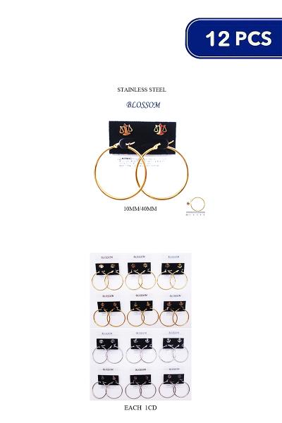 MIX DESIGN3 AND HOOP 2 PAIR EARRING SET (12 UNITS)