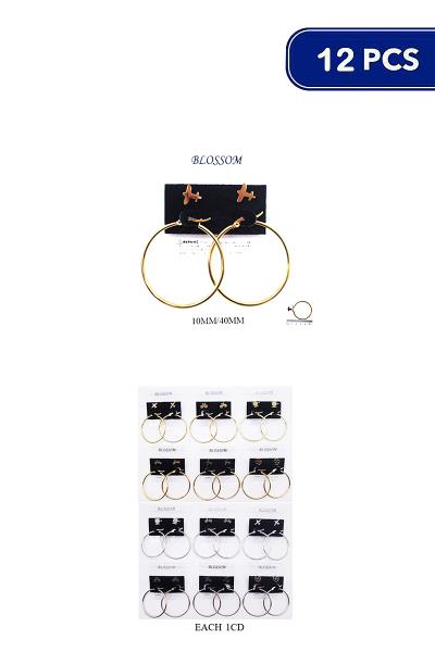 MIX DESIGN4 AND HOOP 2 PAIR EARRING SET (12 UNITS)