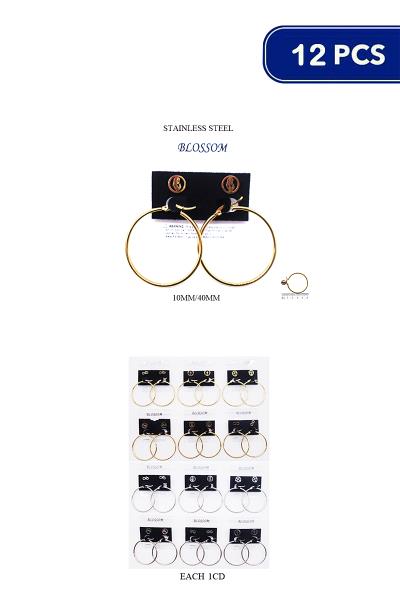 MIX DESIGN5 AND HOOP 2 PAIR EARRING SET (12 UNITS)