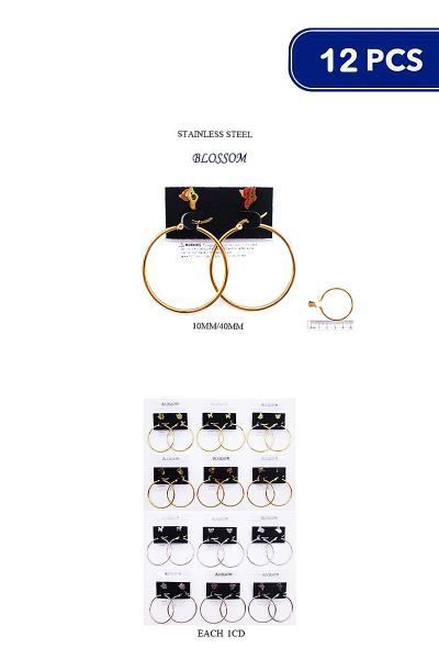 MIX DESIGN6 AND HOOP 2 PAIR EARRING SET (12 UNITS)