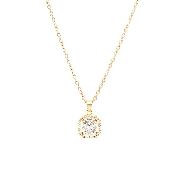 SQUARE STONE PENDANT NECKLACE
