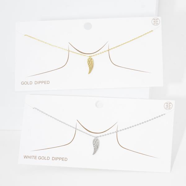 GOLD DIPPED DAINTY WING CHARM NECKLACE
