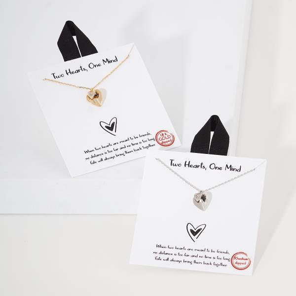 18K GOLD RHODIUM SOFT TWO HEARTS, ONE MIND NECKLACE