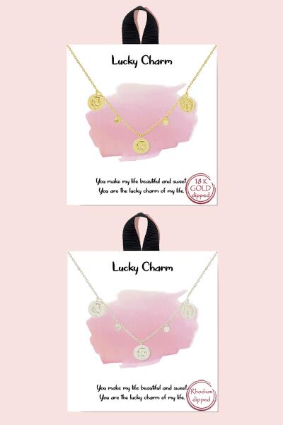 18K Gold Rhodium Dipped Lucky Charm Necklace