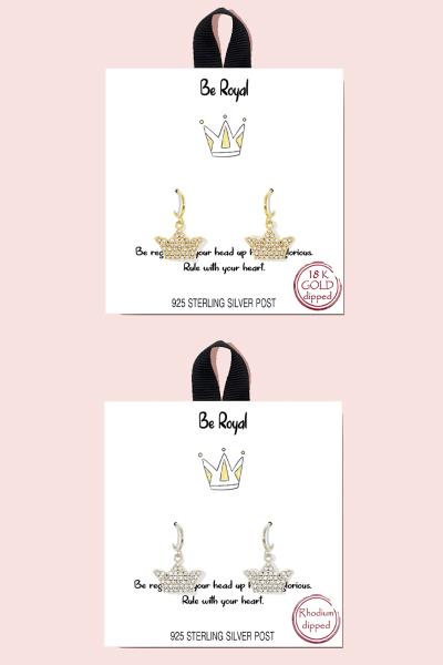 18K Gold Rhodium Dipped Be Royal Earring