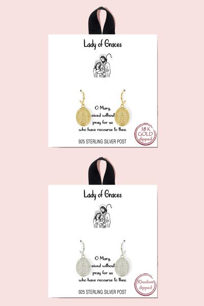 18K Gold Rhodium Dipped Lady of Graces Earring