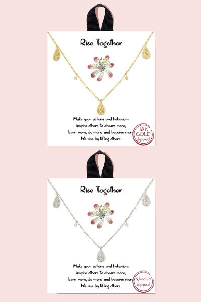 18K Gold Rhodium Dipped Rise Together Necklace