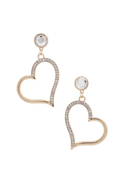 Rhinestone Heart Dangle Earring