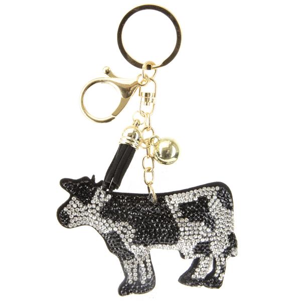 FASHION RHINESTONE COW TASSEL KEY CHAIN
