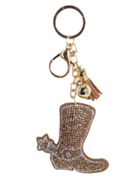 FASHION RHINESTONE WESTERN STYLE BOOTS TASSEL KEY CHAIN