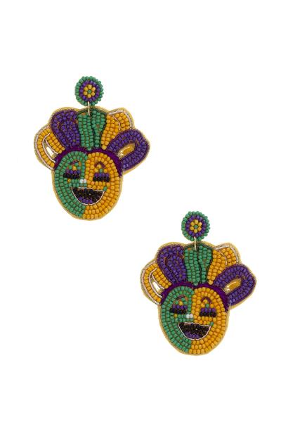 FACE SEED BEAD DANGLE EARRING