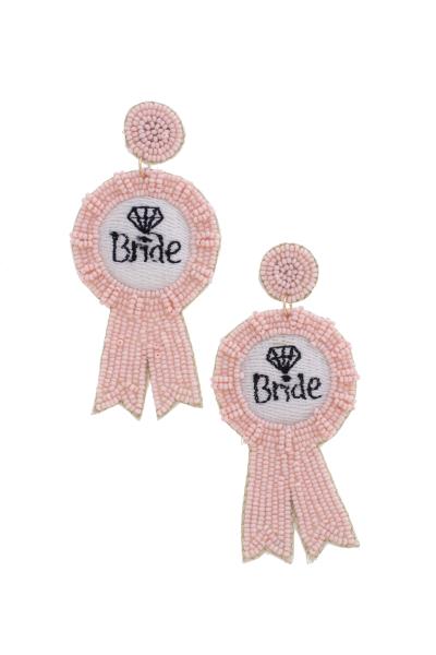 Bride Award Ribbon Seed Bead Earring