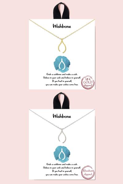 18K GOLD RHODIUM DIPPED WISHBONE NECKLACE