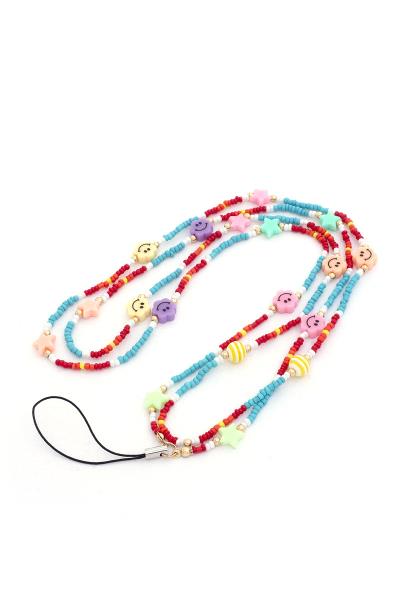 SODAJO Star Happy Face Charm Beaded Phone Strap