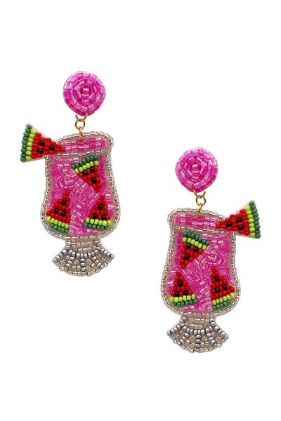 SEED BEAD FRUIT COCKTAIL DANGLE EARRING