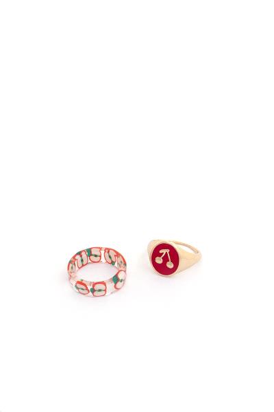 Cherry Apple Resin Ring Set