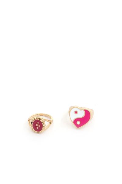 Yin Yang Heart Shape Ring Set