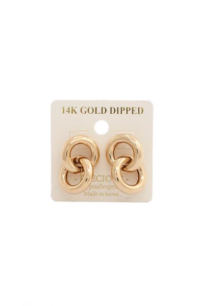 14K Gold Dipped Double Circle Link Earring