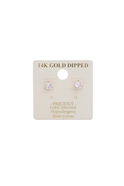 14K Gold Dipped Cubic Zirconia Stud Earring