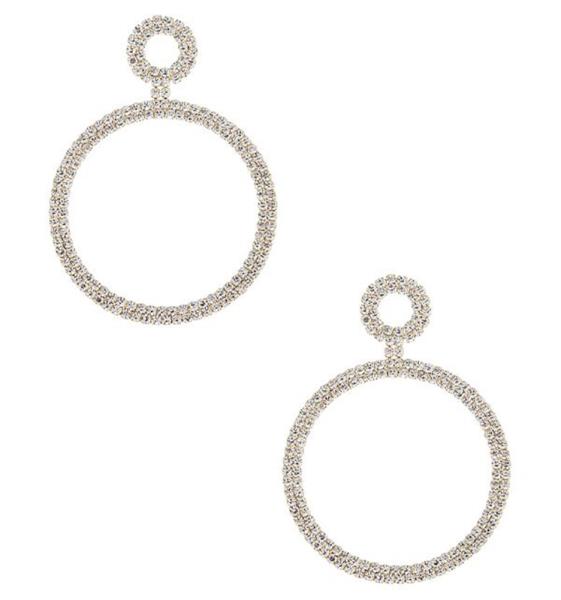 Rhinestone Circle Double Drop Post Earring