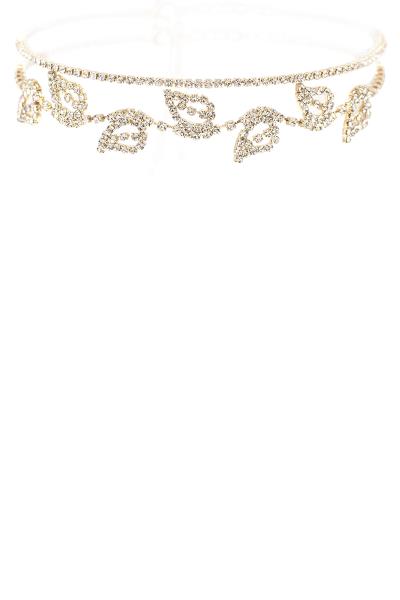 Rhinestone Layered Choker Collar Necklace