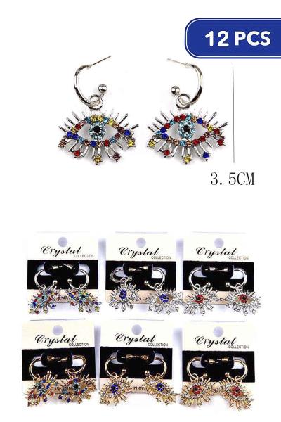 Rhinestone Evil Eye Hoop Earring (12 Units)
