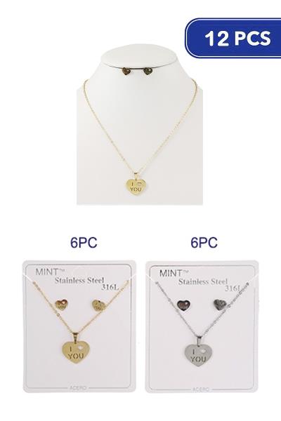 I Love You Stainless Steel Necklace (12 Units)