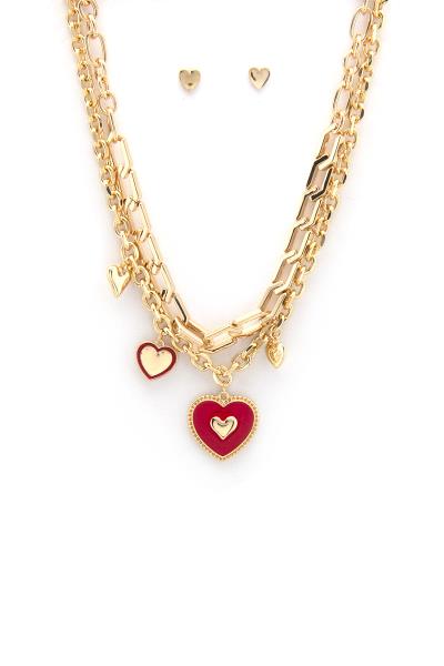 HEART CHARM LAYERED NECKLACE