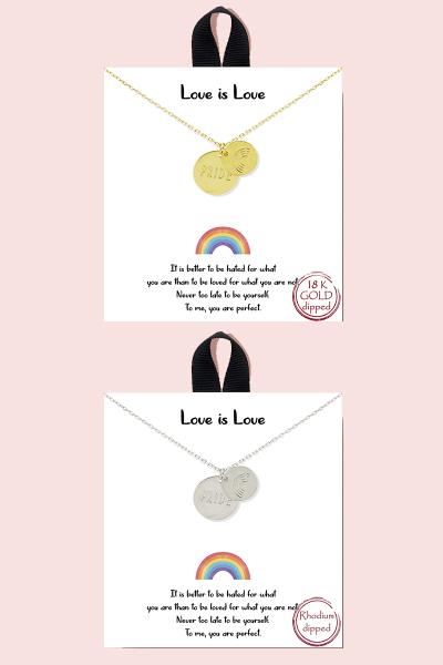 18K GOLD RHODIUM DIPPED LOVE IS LOVE NECKLACE