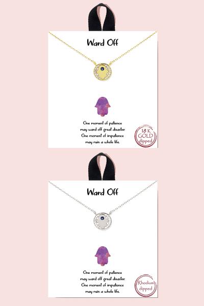 18K Gold Rhodium Dipped Ward Off Necklace